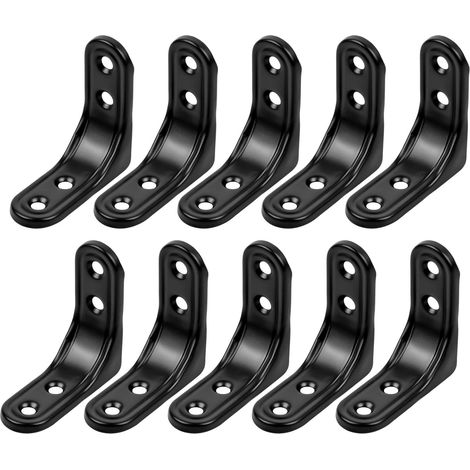 Bravix 10pcs Équerre De Coin 50x50mm Équerre D'Assemblage Angle Droit Support Équerre De Fixation Metal 90 Degrés Support De Coin En Forme De L Équerre Étagère Pour Étagère En Bois Armoire Chaise Tabl