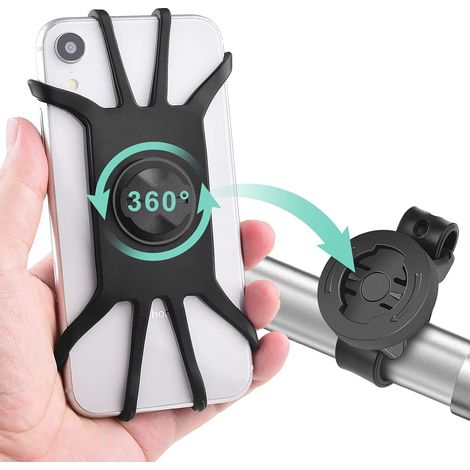 Bravix 2 Pcs Support Téléphone Vélo [rotation À 360 °], Base Amovible Adaptée Garmin Gps, Universel Silicone Réglable Support Vélo/moto Du Guidon, Convient À Tous Les 4,0-6,5 Pouces Smartphones