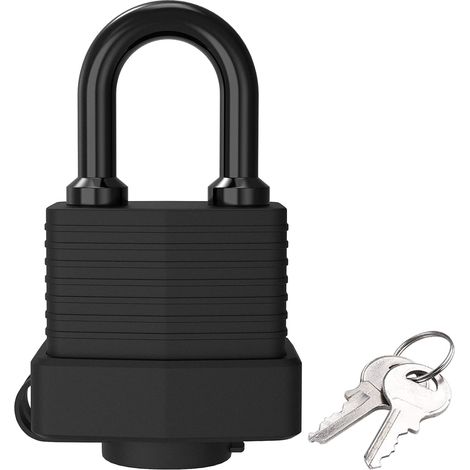 Bravix Cadenas À Clé Avec Protection Thermoplastique, Cadenas Laiton Étanche, Cadenas En Acier Laminé Extérieur Résistant Aux Intempéries, Pour Casier, Gym, Garage, Clôture (noir,1 Pièce)