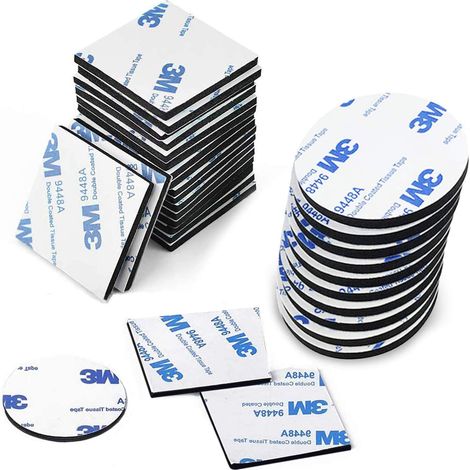 Bravix 100pcs Autocollants Double Face, Bande De Mousse, Mousse Autocollante, 50 Pièces Carré Et 50 Pièces Ronde (100pcs)