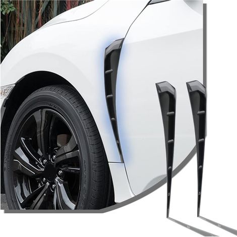 2pcs Autocollants De Décoration D'Aile De Voiture, Aérateurs Latéraux D'Aile De Voiture, Aileron En Fibre De Carbone, Garniture Universelle Pour L'Extérieur Des Véhicules(noir)