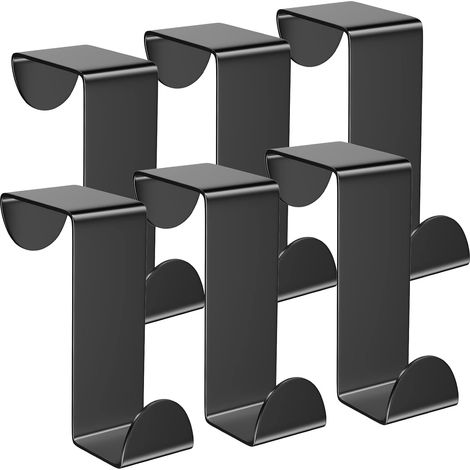 Bravix Crochet Porte, Lot De 6 Porte Manteau Pour Porte Acier Inox Patere Porte Pour Porte Standart, Tiroir, Placard Armoire, Pour Cuisine Salle De Bains Chambre À Coucher, Noir