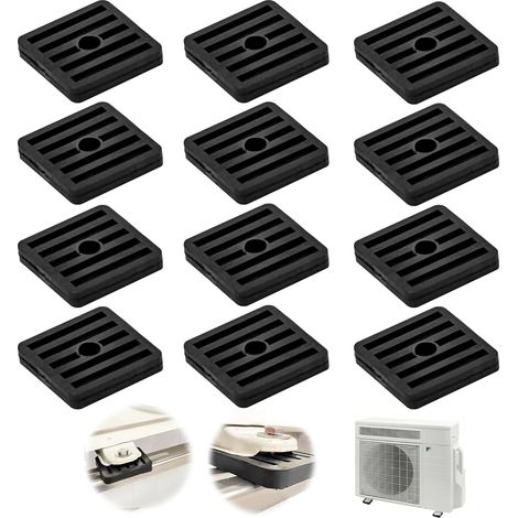 Bravix 12 Pièces Amortisseurs De Vibrations En Caoutchouc De Climatiseurs, Coussin De Choc Pour Climatisation Pieds Anti-vibrations Support Pour Condenseur De Climatiseur Split Extérieur, Noir