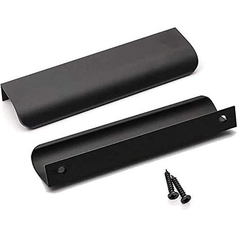 Bravix Lot De 2 Poignee De Meuble Cuisine Invisible Noi 128 Poignée Cuisine Noir En Alliage D'Aluminium Poignée Meuble Entraxe 128mm