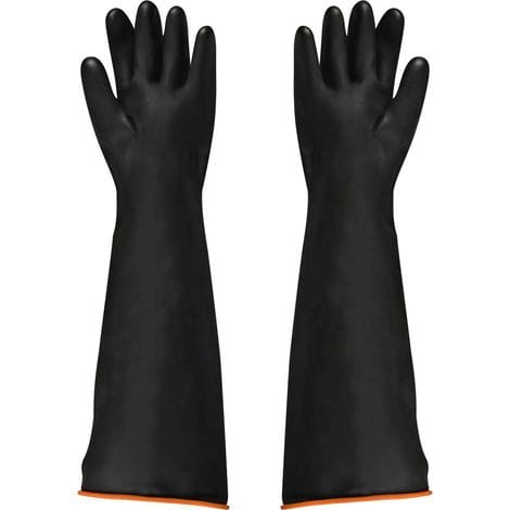 Bravix Gants En Latex Résistant Aux Produits Chimiques En Caoutchouc, Résistant Aux Acides/alcalins/travaux De Sécurité Industrielle, Gants De Protection Longs, Noir, 1 Paire