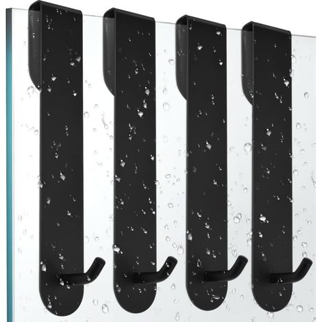 4 Pcs Crochet Douche Inox Porte Serviette Salle De Bain Inox Crochet Pour Paroi De Douche Crochets Pour Serviettes De Bain Porte Accroche Torchon Cuisine Noir Porte Manteau Porte Sans Percage