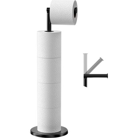 Bravix Porte Papier Toilette Sur Pied, Distributeur De Papier Toilette En Acier Inoxydable, Support Porte-papier Hygiénique Dérouleur Avec Base Lourde, Anti-rouille Porte-rouleau Toilette (noir)