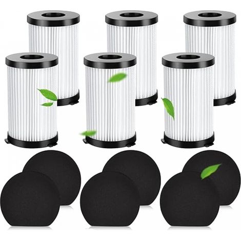 Bravix 6 Filtres Pour Ariete Handyforce 2761 2759 Aspirateur Sans Fil Pièces De Rechange Accessoires Pour Moosoo D600 D601 & Iwoly V600 Filtre D'Aspirateur, 6 Filtres Hepa & 6 Filtres Éponge