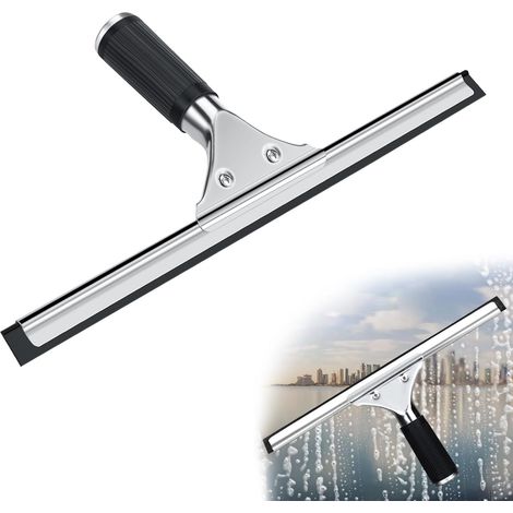 Bravix Raclette À Vitre Professionnelle, Raclette Vitre En Acier Inoxydable Avec Lame De 25 Cm, Pour Nettoyer Et Sécher Le Verre, Le Carrelage, Les Fenêtres, La Salle De Bain, Pour Éliminer Toute Trac