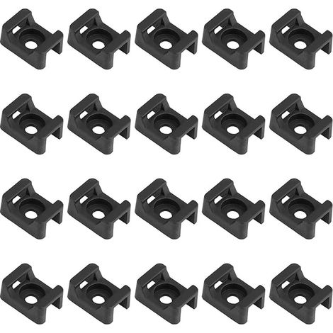 100pcs Noirs Supports Pour Serre-câbles, Base De Serre-câbles, 23mmx16mm