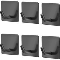 Bravix 6-teiliges Set Schwarzer Klebehaken, 3m Sus304 Edelstahl-wandhaken, Rostfrei, Ölbeständig Und Wasserdicht, Kein Bohren Erforderlich, Handtuchhalter Mit Saugnapf