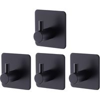 Bravix 4 Pièces Crochet Adhesif Mural Noir, Crochets Adhésifs Muraux Salle De Bains Cuisine, Inox Patère Murale Adhesive Autocollant Sans Percer