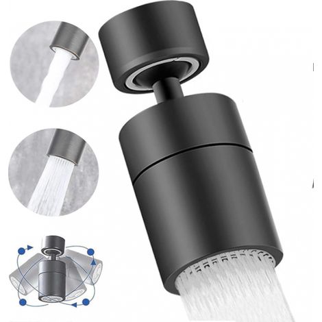 Bravix Aérateur De Robinet, 360° Pivotant Embout Robinet Cuisine, 2 Modes Mousseur Robinet Economie Eau, Pour Robinet Pour Éviers De Cuisine Salle De Bain Lavabo (noir)