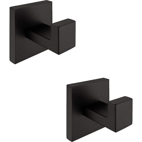 Bravix Noire Crochet Porte-serviettes Lot De 2 À Fixation Murale Sus304 En Acier Inoxydable Unique Robe De Vêtements Holder