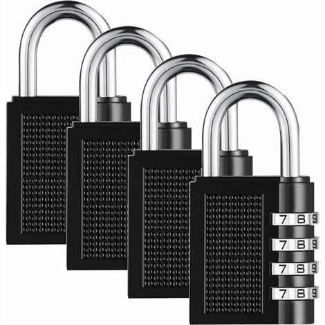 Bravix Cadenas À Combinaison De 4 Chiffres 4 Pack Cadenas À Code Rrure À Combinaison Robuste Pour Familles Ecoles Entreprises Casiers À Bagages Et Boîte À Outils,