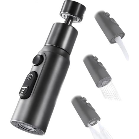 Bravix Aérateur De Robinet, 360° Pivotant Embout Robinet Cuisine Avec 3 Modes Douchette Mousseur Robinet Economie Eau, Adaptateur Economiseur D'Eau Pour Robinet Salle De Bain Lavabo (noir)