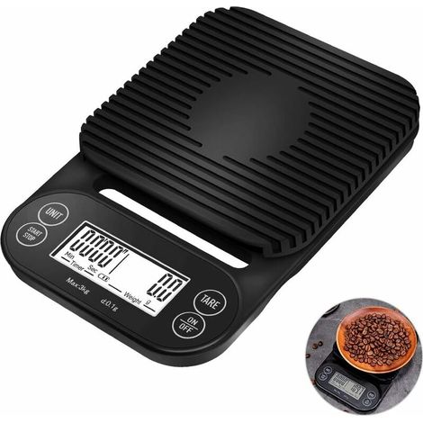 Bravix Échelle Café Numérique, Électrique Balance De Cuisine Avec Led Affichange Multifonctions Alimentation Cuisine Précision De Scales Pro 0,1g / 0,1 Oz / 0,1 Ml (noir, 195x130x29 Mm)