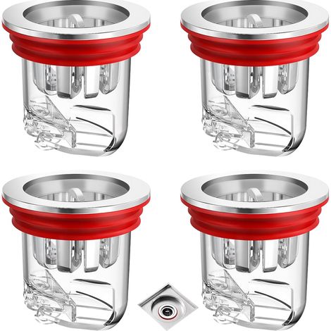Bravix 4 Pièces Clapet Anti Odeur, Transparent Anti-odeur Drain De Sol Douche Pour Machine À Laver, Trous De Drainage, Salles De Bains Et Cuisines