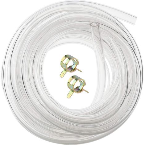 Bravix Tuyau Flexible En Pvc Transparent De Qualité Alimentaire De 8 Mm X 12 Mm, Tuyau D'Eau, Tuyau D'Air De 5 M Avec 2 Colliers De Serrage