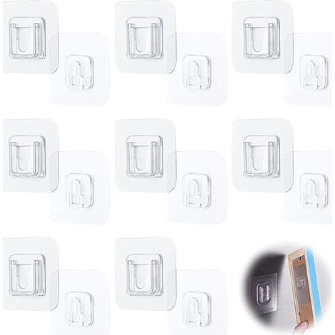 Bravix 10 Paires Crochets Muraux Adhésifs Double Face 6 X 6cm Crochets Auto-adhésifs Carrés Sans Crochet En Plastique Transparent Pour Suspendre Boîte D’essuie-tout Boîte De Rangement De Salle De Bain