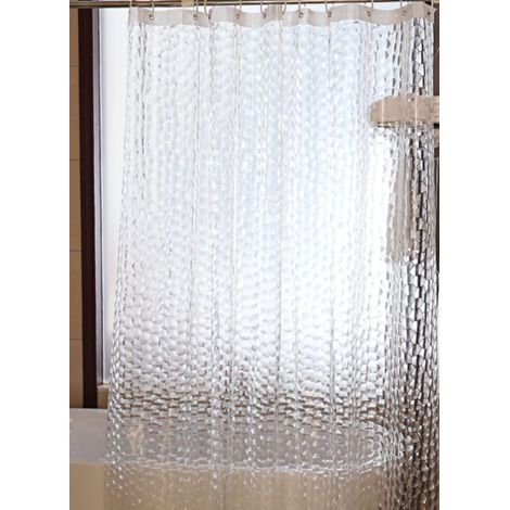 Bravix Rideau De Douche Anti Moisissure 180 X 200 Cm, 3d Semi Transparent Eva Rideaux De Douche Lavable Avec 12 Crochets, Imperméable Antibactérien Séchage Rapide, Pour Baignoire, Salle De Bain