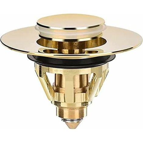 Bonde De Lavabo Universel - Bouchon De Valve - Évier - Passoire En Laiton Anti-obstruction - Bouchon D'Évier - Bonde D'Évier (doré)