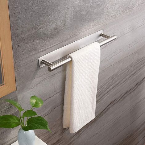 Bravix Porte-serviettes Sans Perçage - Porte-serviettes En Acier Inoxydable Sus304 Avec Anneau Adhésif Pour Serviettes Pour Cuisine Et Salle De Bain - Base Carrée 400 Mm