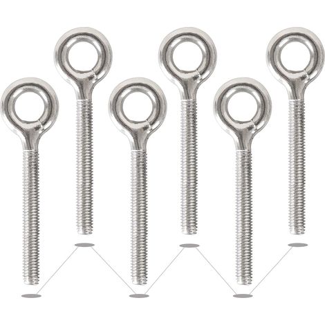 6 Pack M10 304 Anneaux En Acier Inoxydable Soudés Fermés Boulons À Oeil De Tige Filetée Résistant À La Corrosion-vis À Œil