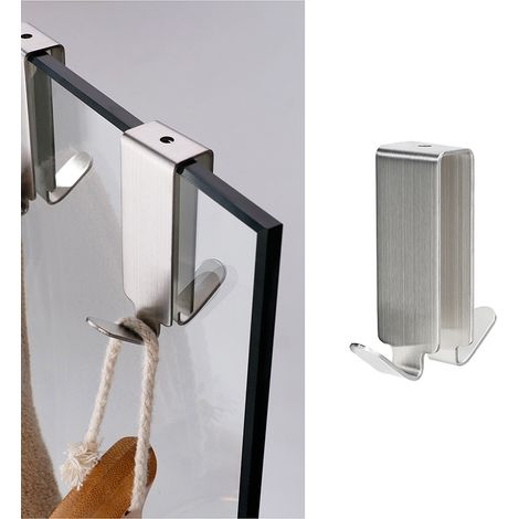 2 Pcs Crochet Double En Inox À Vitre, Crochet Double Pour Paroi De Douche, Acier Inoxydable，argent