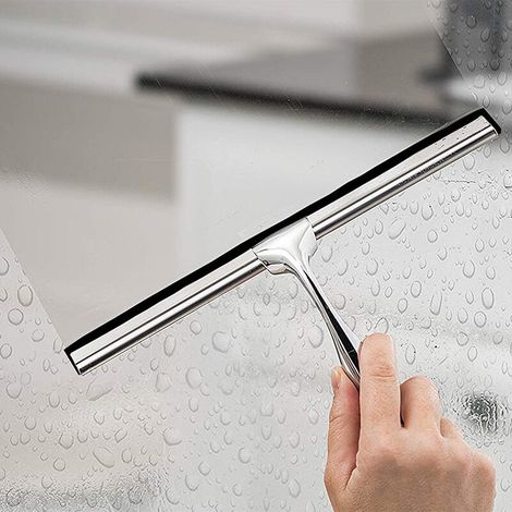 Essuie-glace En Acier Inoxydable Nettoyant Pour Vitres Essuie-glace Pour Salle De Bain Essuie-glace Avec Crochet-(essuie-glace Simple)-2pcs