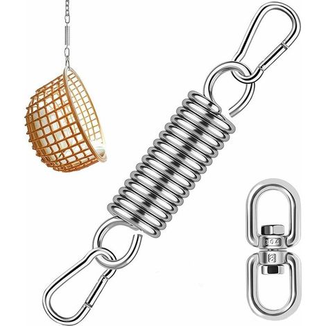 Bravix Kit De Suspension Pour Hamac, Crochet De Ressort De Hamac, Acier Inoxydable Chaises Hamac Avec Mousquetons Charge Maximale Jusqu'à 250 Kg Pour Intérieur, Hamac, Chaises Suspendues, Yoga (argent
