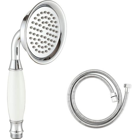 Bravix Pommeau De Douche Victorien Et Tuyau De 150 Cm Traditionnel En Laiton Et Céramique Pour Salle De Bain