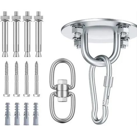 Bravix Crochet De Plafond Robuste En Acier Inoxydable, Pivotant À 360 °, Balançoire, Sac De Sable, Hamac, Chaise, Argent