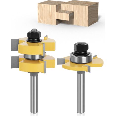 Bravix 8mm Queue Langue Appariée Et Fraise De Rainure Set 3 Dents Forme T Cutter En Bois De Coupe Outil De Travail Du Bois