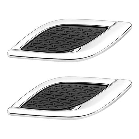 Bravix Flux D'Air Décoratif De Voiture, 2 Pièces Couvercle De Ventilation De Capot D'Autocollant Grille De Ventilation Latérale Sortie D'Air Décoratif De Voiture, Noir+argent