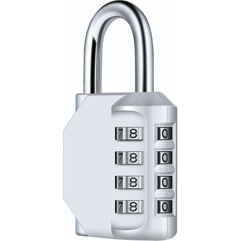 4-digit Cadenas À Combinaison, Diyife Serrure Combinée Imperméabiliser, Métal Étanche Et Fermoir Combiné En Acier Plaqué Pour L'École, Casier, Boîte À Outils, Clôture, Armoires - Argent