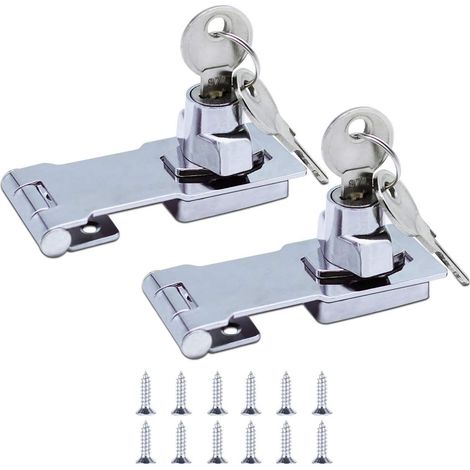Bravix (2 Pack) Moraillon De Verrouillage En Métal 80mm Boulon De Porte Loquet Boucle Avec Cadenas Et Clé - Quincaillerie Chromée Pour Verrouiller La Remise Portes Armoires Boites Meubles