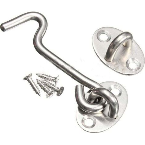Bravix Crochet De Cabine En Acier Inoxydable Et Loquet À Œillet, Très Résistant, En Métal, Pour Porte D'Abri De Jardin, Porte Silencieuse, Coupe-vent, Avec Vis De Montage Pour Portes, Fenêtres, Armoir