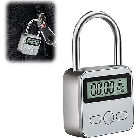 Affichage De Lock, Cadenas Valise Avec Lcd Écran, Usb Rechargeable Cadenas Code Verrouillage De La Minuterie, Pour Prévenir Les Mauvaises Habitudes (argent)