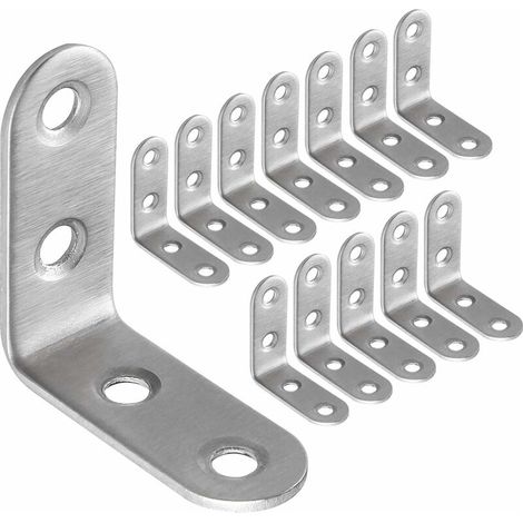 Bravix 50pcs Équerre De Fixation Inox 40x40mm, Renforts D'Angle Pour La Fixation Et La Réparation De Meubles, Renforcer Les Joints Argent