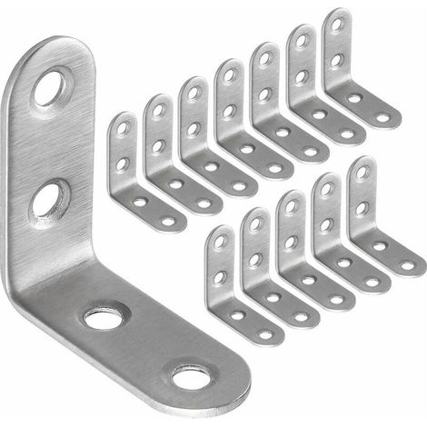 Bravix 50 Pcs Équerres De Fixation En Acier Inoxydable 40x40 Mm, Pour La Fixation Et La Réparation Des Équerres De Meubles, Joints Renforcés, Argent