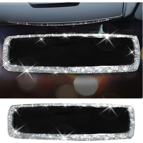 Bravix Rétroviseur De Voiture, Bling Retroviseur Interieur Voiture, Rétroviseur De Voiture Avec Cristal Diamants Bling Strass, Accessoire De Décoration Universel Pour Homme Et Femme(argent)