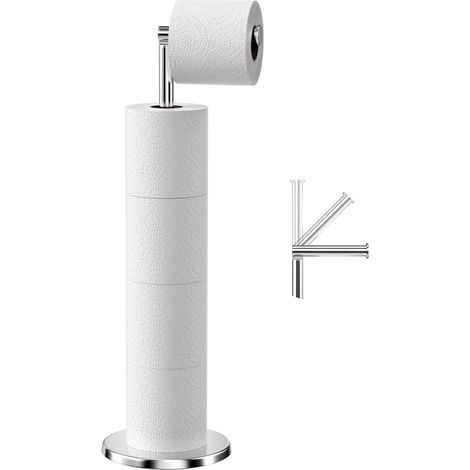Bravix Porte Papier Toilette Sur Pied, Distributeur En Acier Inoxydable, Support Hygiénique Dérouleur Avec Base Lourde, Anti-rouille Porte-rouleau (argenté)