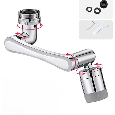 Bravix Robinet D'Extension Multifonctionnel Rotatif À 1440 Degrés, Robinet Magique Pivotant 1080, Mousseur Robinet Avec Deux Méthodes De Sortie D'Eau Pour Cuisine Salle De Bain - Argent