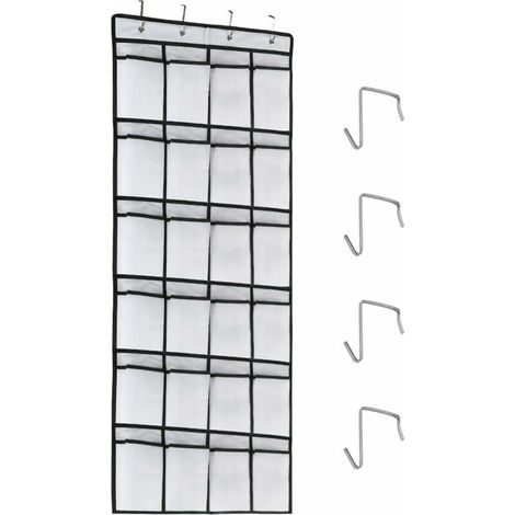 Range-chaussures À Suspendre Sur La Porte 24 Poches Sac De Rangement Chaussures À Suspendre Lavable Tissu Oxford De Haute Qualité Organisateur Chaussures Suspendu Avec 4 Crochets