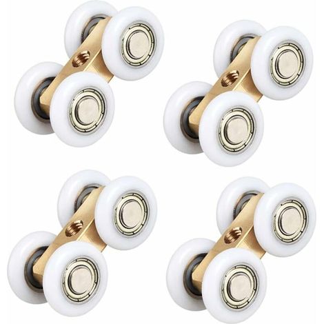 Tout Le Cuivre Salle De Bains Suspendue Poulie Salle De Bains Verre Porte Coulissante Étanche Roulement Suspendu Roue Salle De Bains Porte Coulissante Petite Cuivre Quatre Roues,（4pcs）