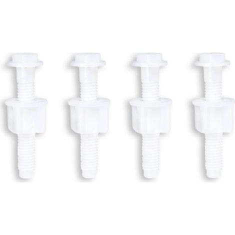 Bravix Charnière De Siège De Toilette Universelle En Plastique Blanc, Vis À Boulon Pour Charnières De Siège De Toilette À Montage Supérieur, 4 Pièces