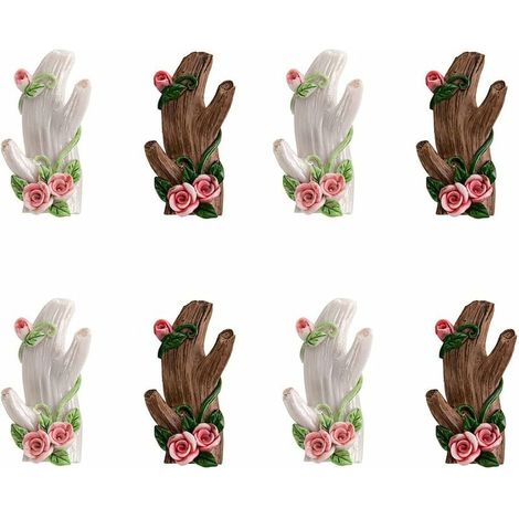 Bravix Crochet Mural Avec Branche De Fleur De Rose, Montage Mural, Style Vintage, Crochet De Salle De Bain, Serviette, Vêtements, Manteau, Chapeau, Clé (white, Brown, 8.5x3cm)