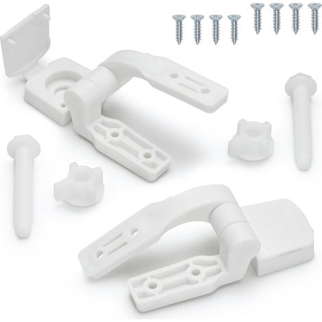 Bravix Remplacement De Charnière De Siège De Toilette En Plastique Blanc Avec Boulons, Vis Et Écrous