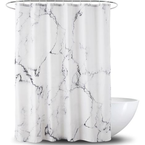 Bravix Rideau De Douche En Tissu - Imperméable Avec Ourlet Renforcé - Lavable - En Polyester Imitation Marbre, 180 X 180 Cm